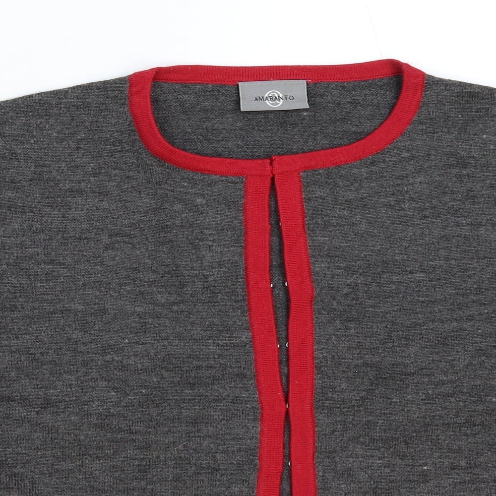 AMARANTO Womens Grey  Knit Cardigan Jumper Size L