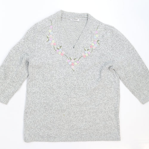 Damart Womens Grey  Knit Pullover Jumper Size 12