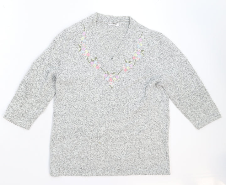 Damart Womens Grey Knit Pullover Jumper Size 12