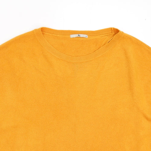 TU Womens Yellow  Knit Pullover Jumper Size 12
