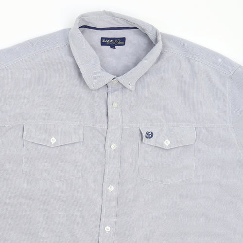 Easy Mens Blue Check   Button-Up Size 2XL
