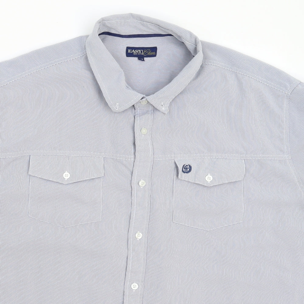 Easy Mens Blue Check   Button-Up Size 2XL