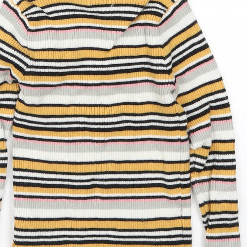 Primark Girls Yellow Striped Knit Pullover Jumper Size 5-6 Years
