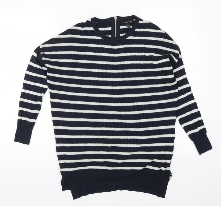 Topshop Womens Blue Striped Knit Pullover Jumper Size 10