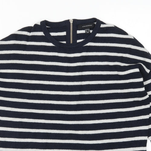 Topshop Womens Blue Striped Knit Pullover Jumper Size 10