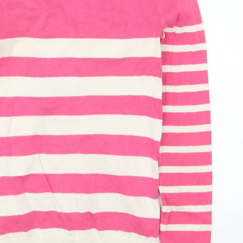 H&M Womens Pink Striped  Cardigan Jumper Size 4