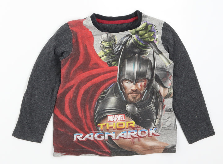 F&F Boys Grey Solid Pyjama Top Size 5-6 Years - Thor Ragnarok