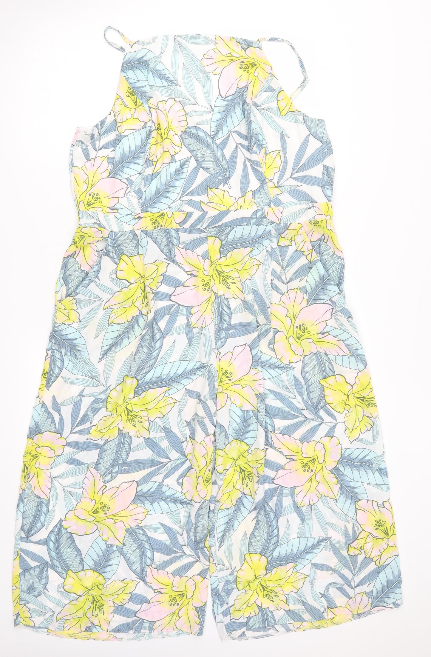 New Look Womens Blue Floral  Jumpsuit One-Piece Size 18 L17 in