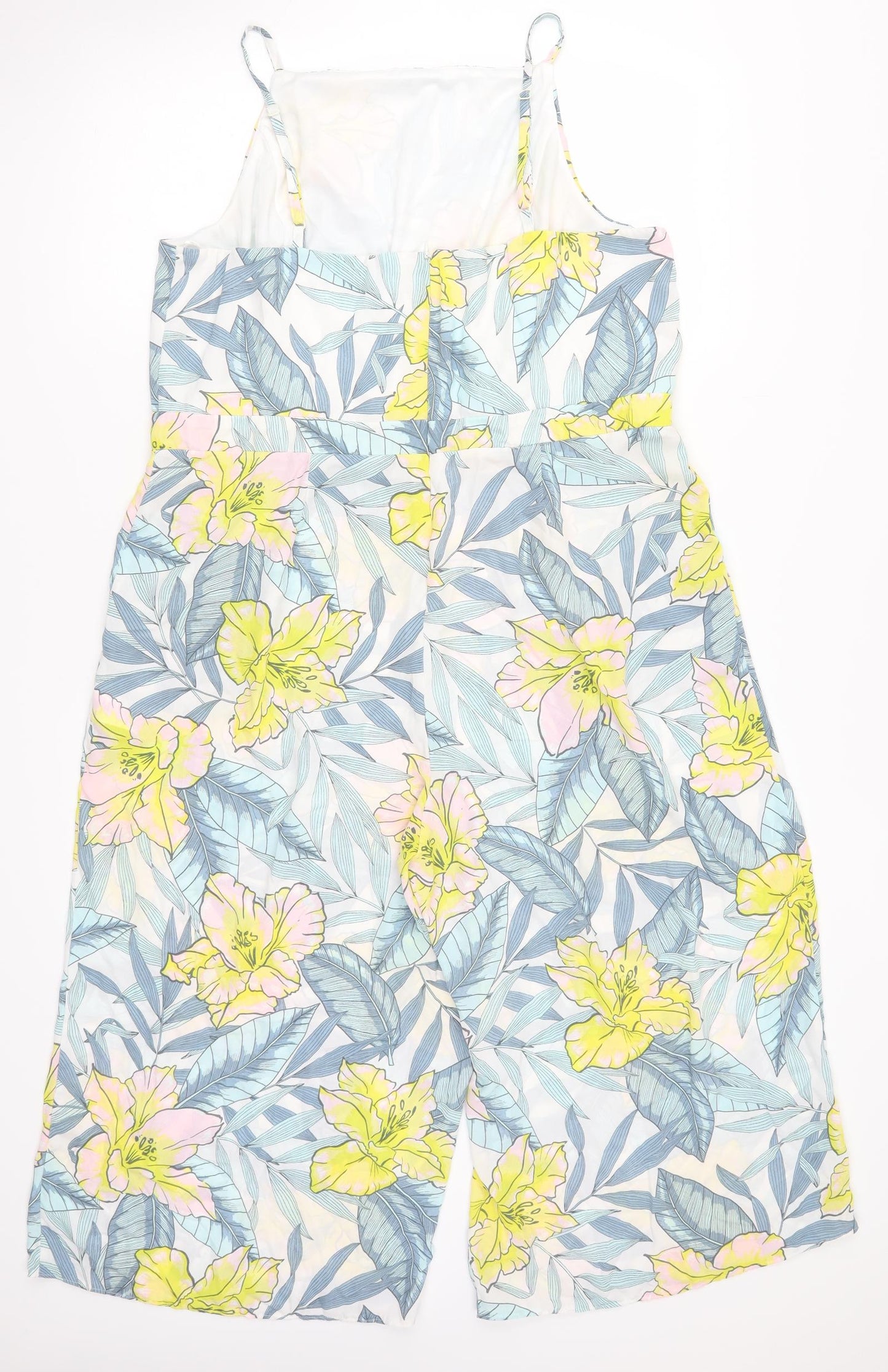 New Look Womens Blue Floral  Jumpsuit One-Piece Size 18 L17 in