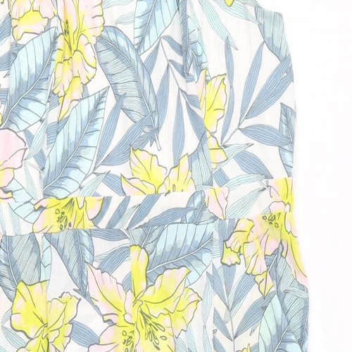 New Look Womens Blue Floral  Jumpsuit One-Piece Size 18 L17 in