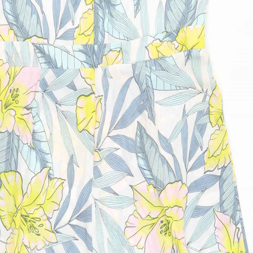 New Look Womens Blue Floral  Jumpsuit One-Piece Size 18 L17 in