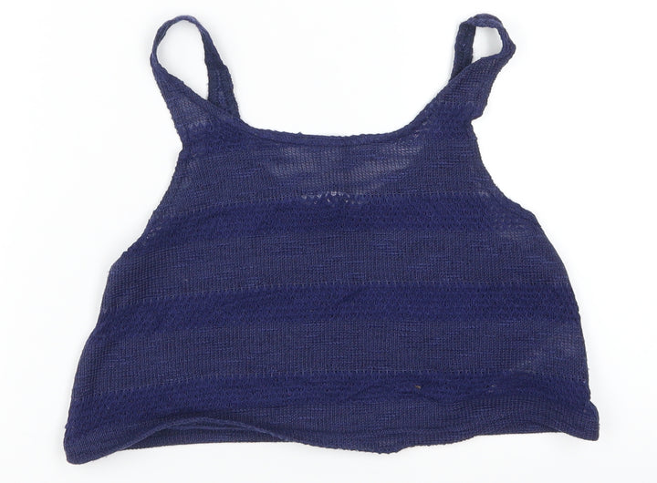 New Look Girls Blue Striped  Cropped Tank Size 9 Years