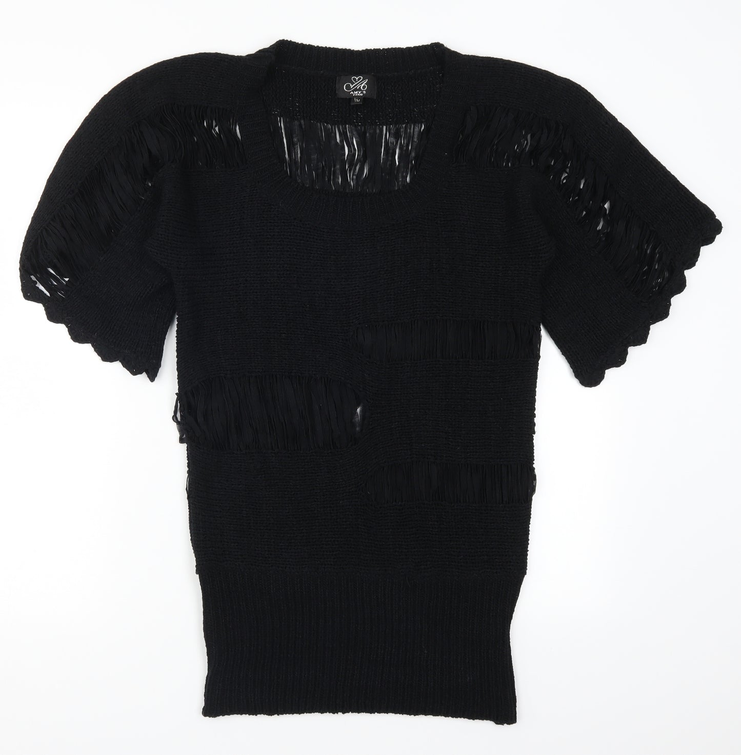 Amy's Paris Womens Black  Knit Pullover Jumper Size S