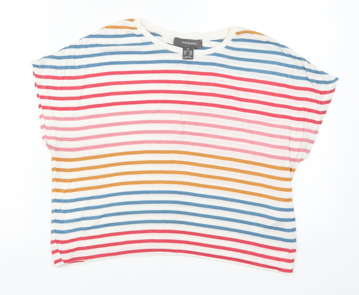 Primark Womens Multicoloured Striped  Basic T-Shirt Size 10
