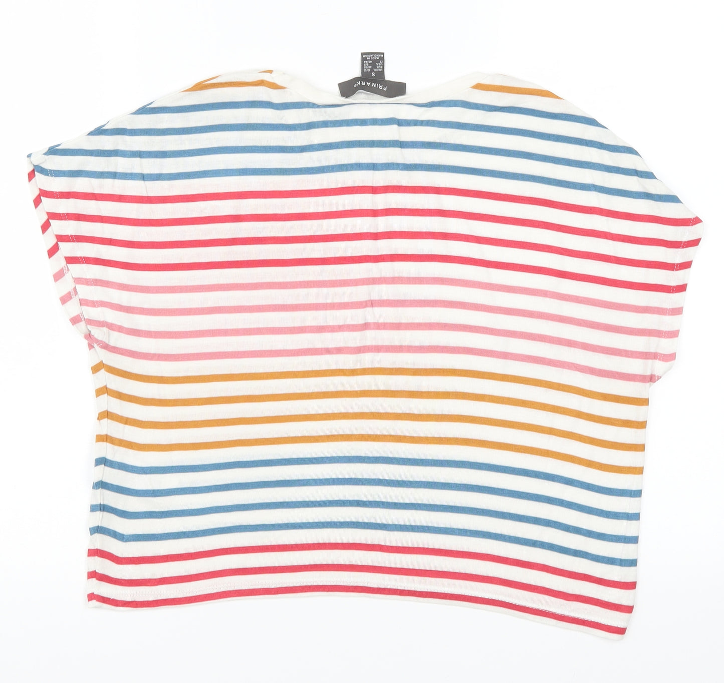 Primark Womens Multicoloured Striped  Basic T-Shirt Size 10