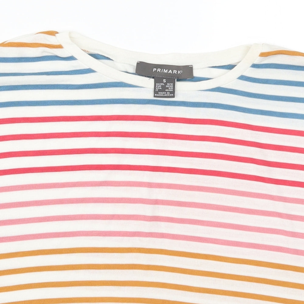 Primark Womens Multicoloured Striped  Basic T-Shirt Size 10