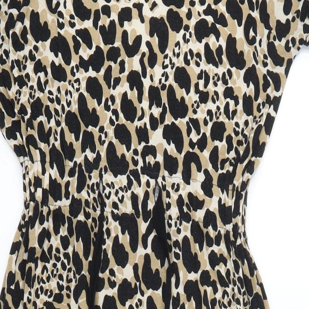 Primark Womens Brown Animal Print  T-Shirt Dress  Size 10