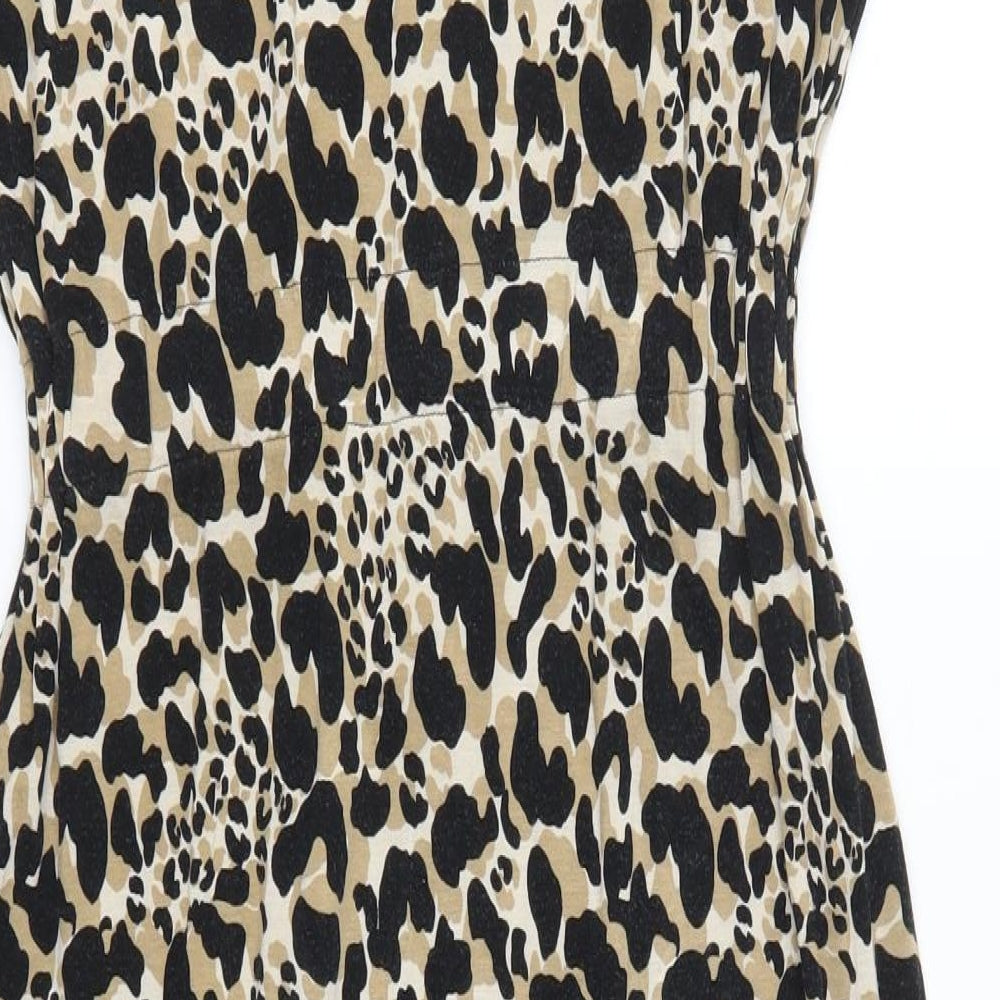 Primark Womens Brown Animal Print  T-Shirt Dress  Size 10