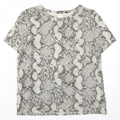 H&M Womens Beige Animal Print  Basic T-Shirt Size S