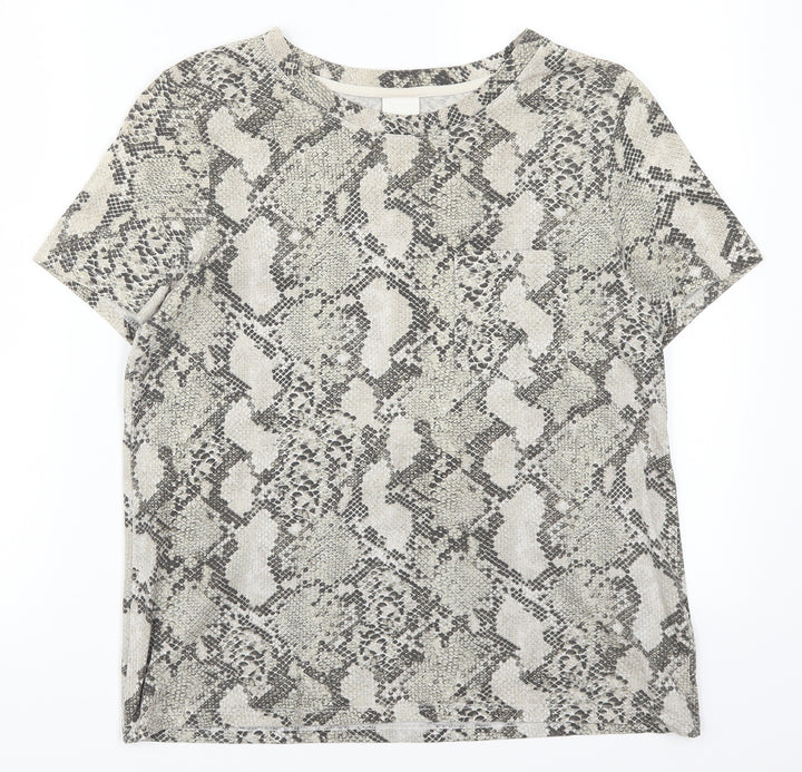 H&M Womens Beige Animal Print Basic T-Shirt Size S
