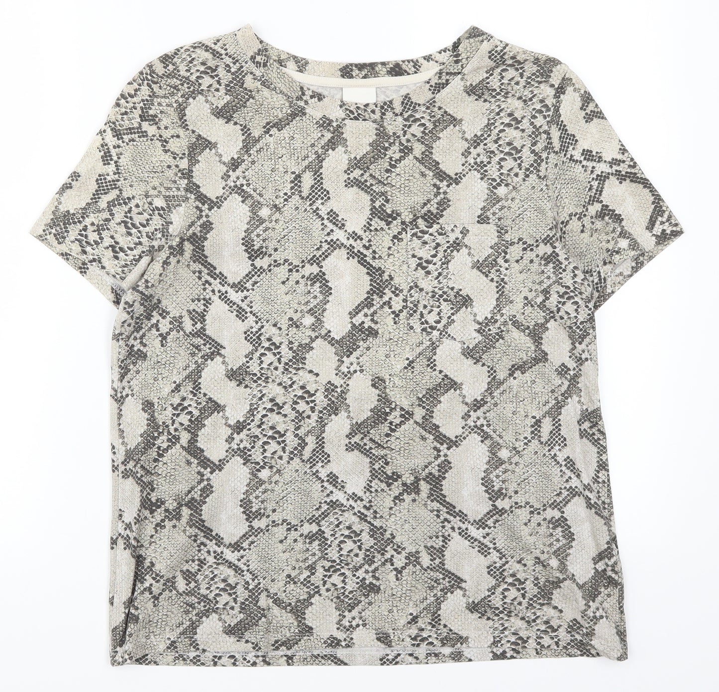 H&M Womens Beige Animal Print  Basic T-Shirt Size S