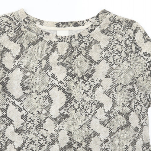H&M Womens Beige Animal Print  Basic T-Shirt Size S