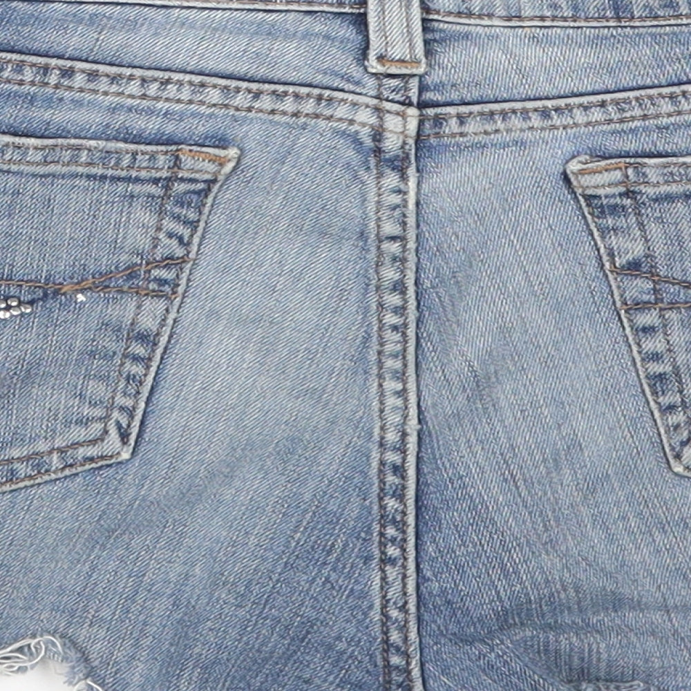 River Island Womens Blue  Denim Hot Pants Shorts Size 12 - Distressed Look