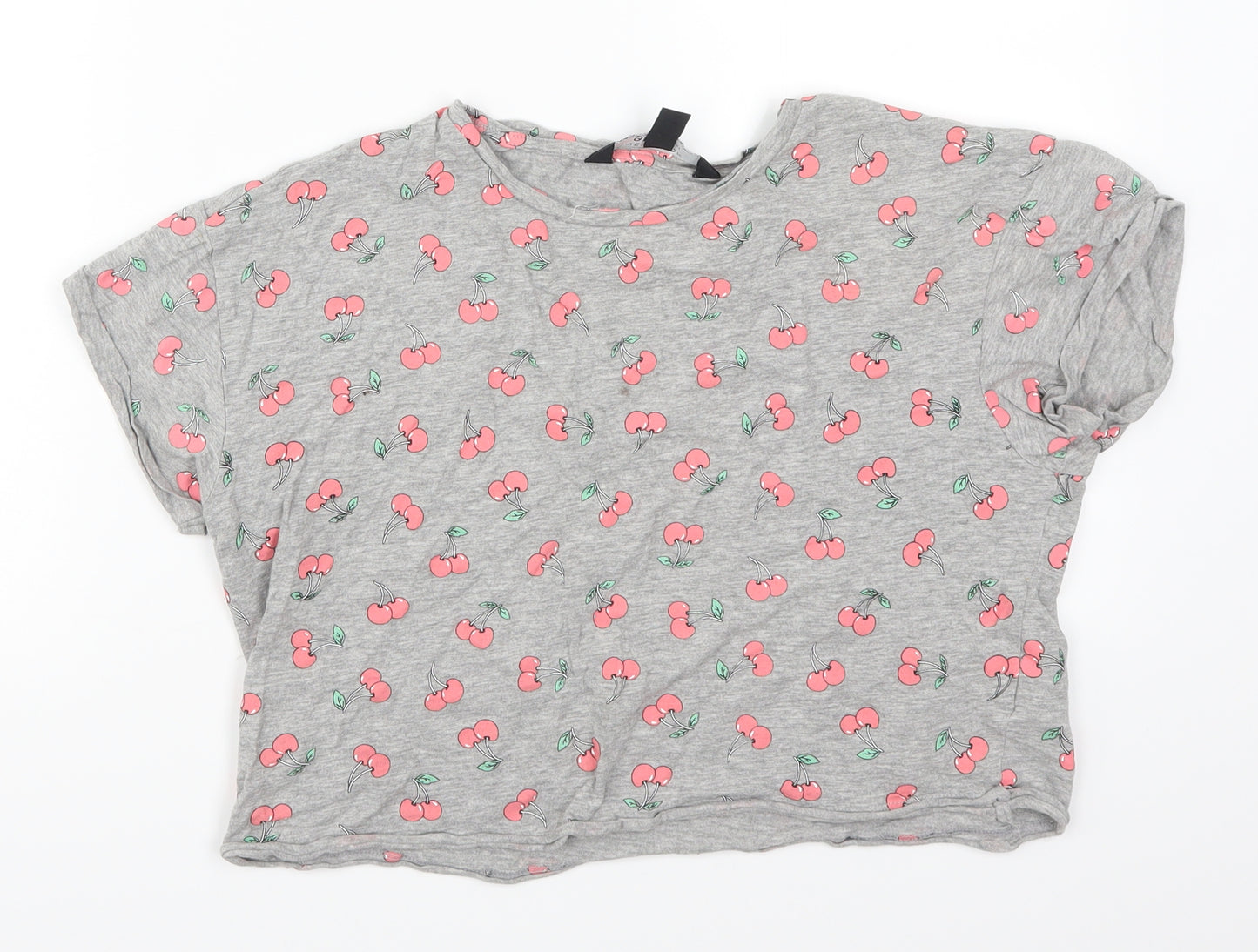 New Look Girls Grey   Basic T-Shirt Size 14-15 Years  - Cherries