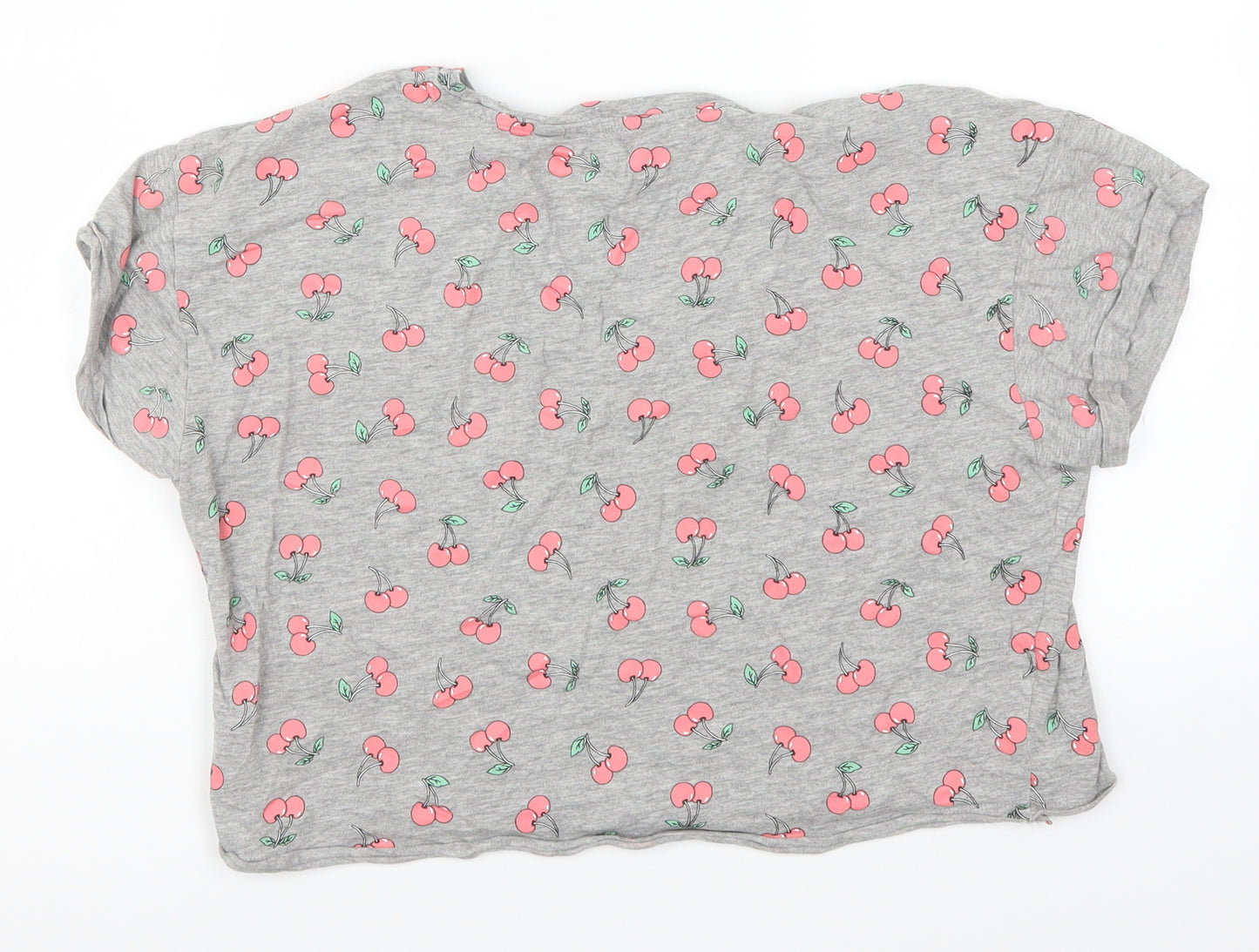 New Look Girls Grey   Basic T-Shirt Size 14-15 Years  - Cherries