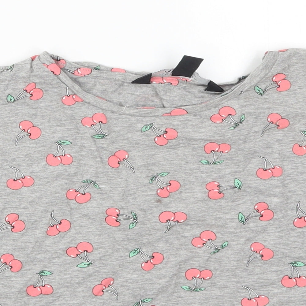 New Look Girls Grey   Basic T-Shirt Size 14-15 Years  - Cherries