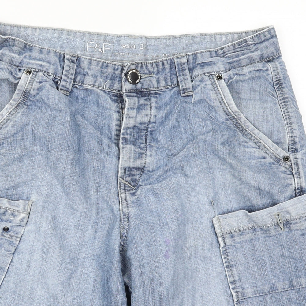 F&F Mens Blue  Denim Cargo Shorts Size 32