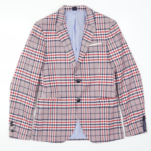 Zara Man Mens Red Check  Jacket Suit Jacket Size 38