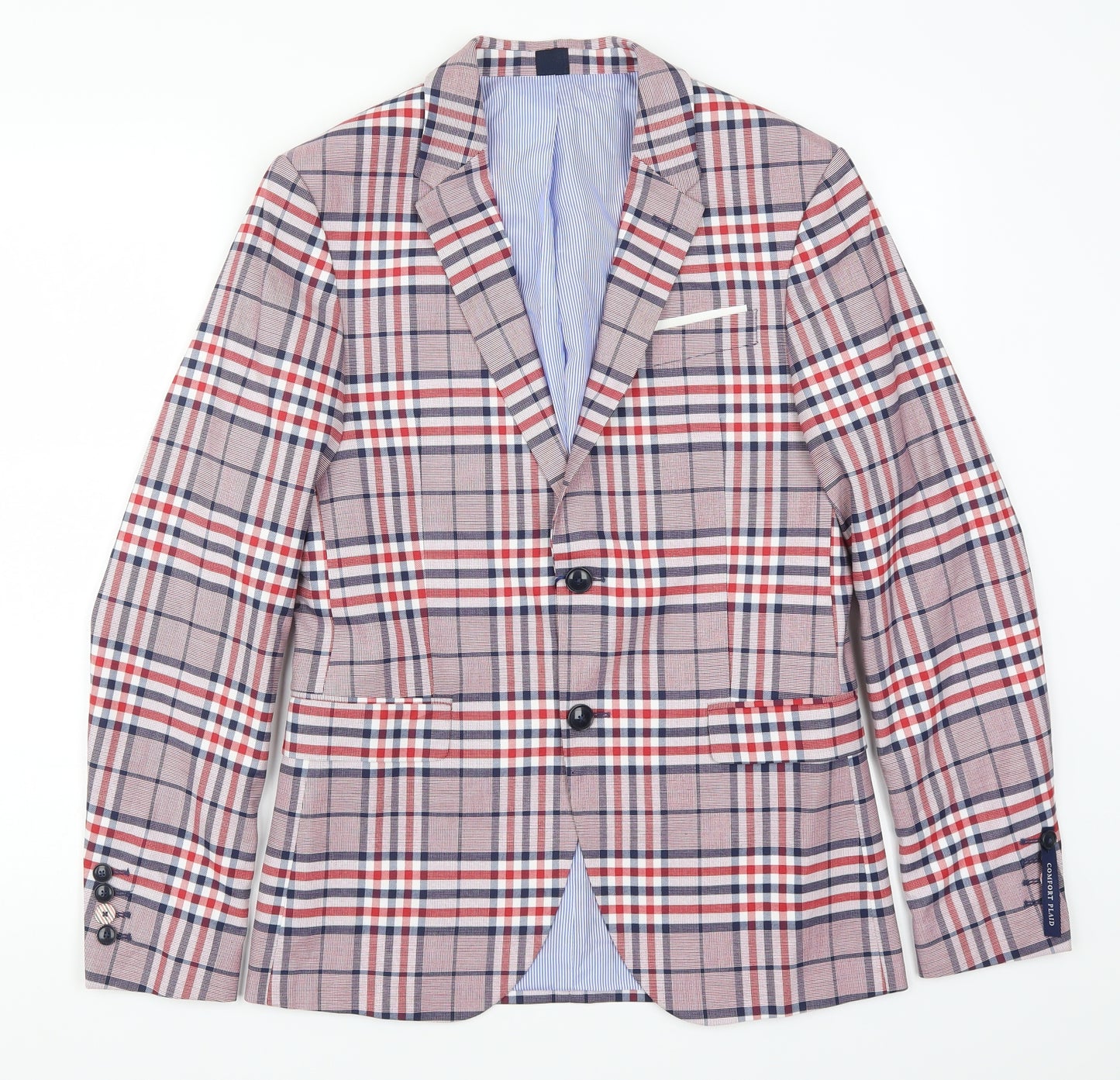 Zara Man Mens Red Check  Jacket Suit Jacket Size 38