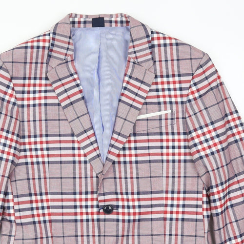 Zara Man Mens Red Check  Jacket Suit Jacket Size 38