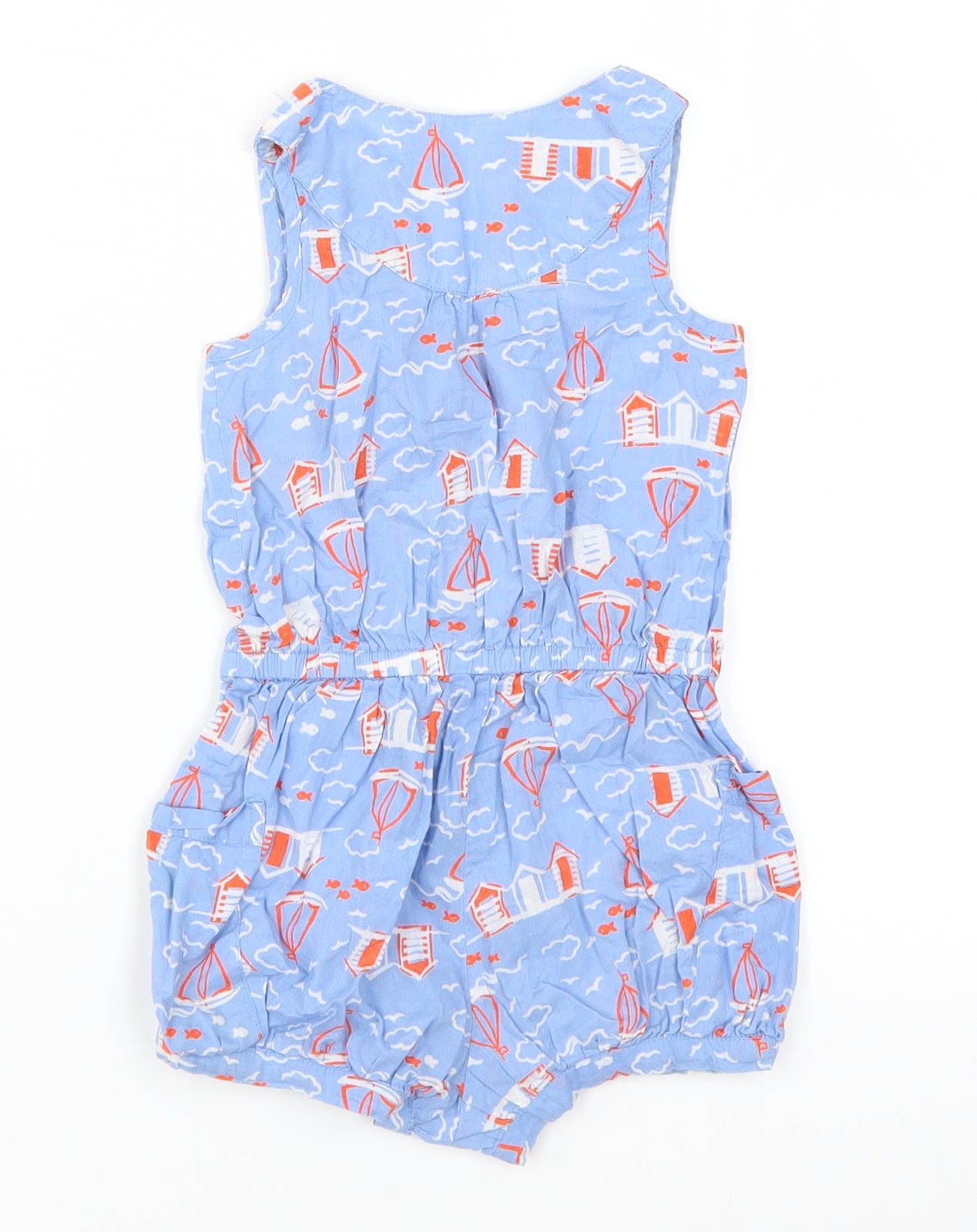 George Baby Blue Geometric  Romper One-Piece Size 12-18 Months  - Sailboats