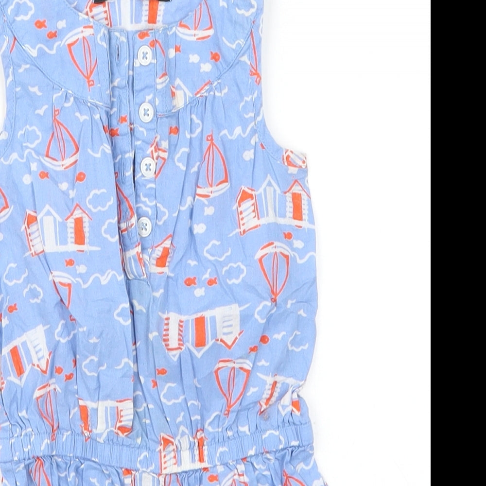 George Baby Blue Geometric  Romper One-Piece Size 12-18 Months  - Sailboats