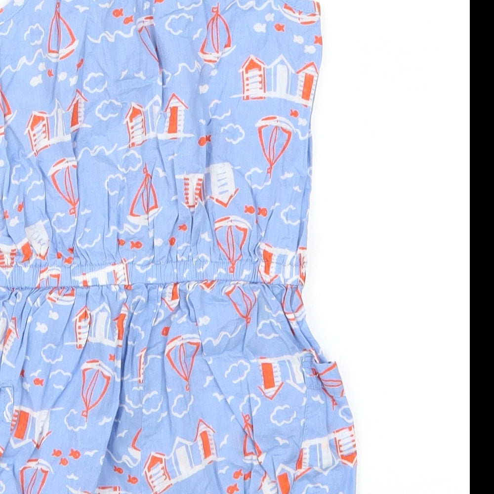 George Baby Blue Geometric  Romper One-Piece Size 12-18 Months  - Sailboats