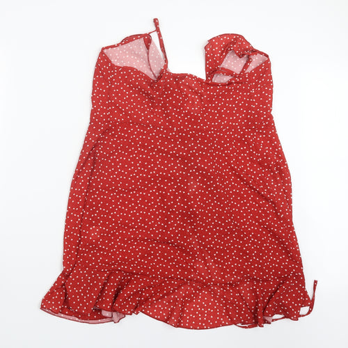 SheIn Womens Red Geometric  Basic Blouse Size S