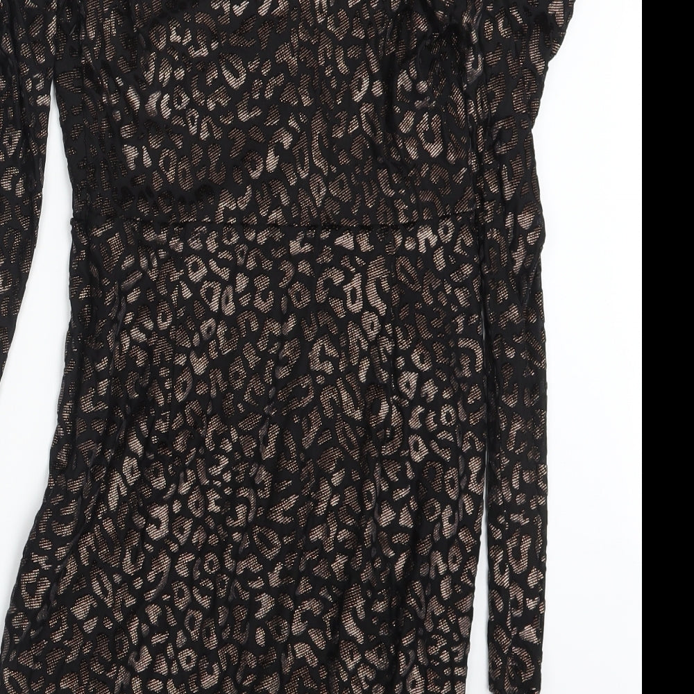 Dorothy Perkins Womens Black Animal Print  Mini  Size 8