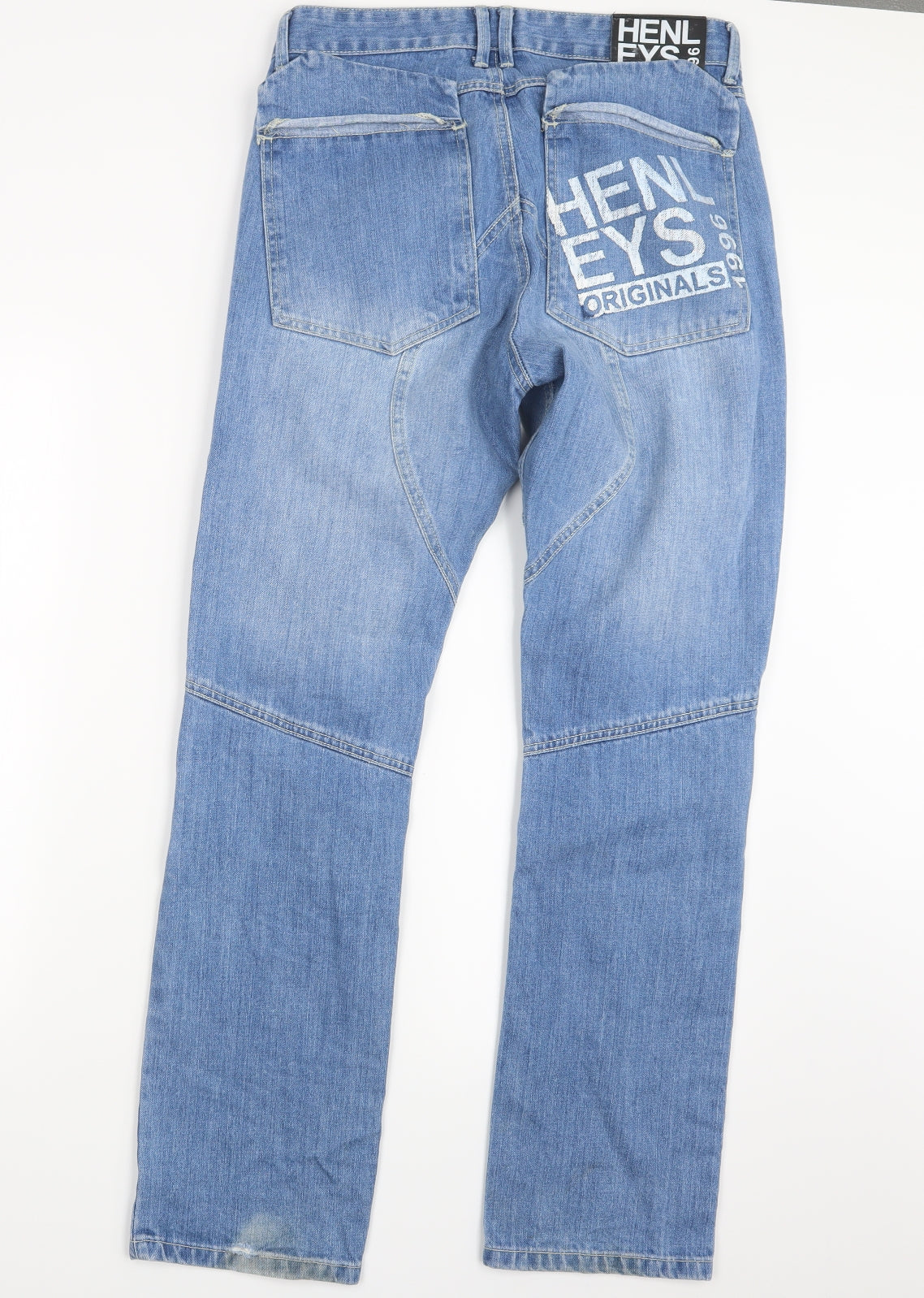 Henleys Mens Blue  Denim Straight Jeans Size 32 in L30 in