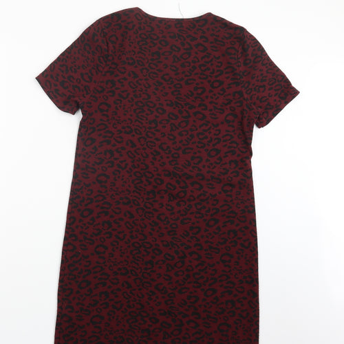 New Look Womens Red Animal Print  T-Shirt Dress  Size 8