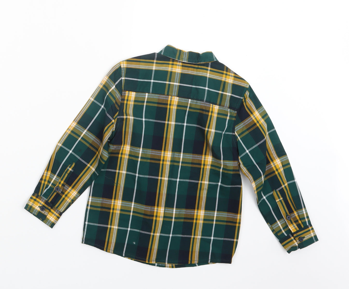 Little Kids Boys Green Check  Basic Button-Up Size 4-5 Years
