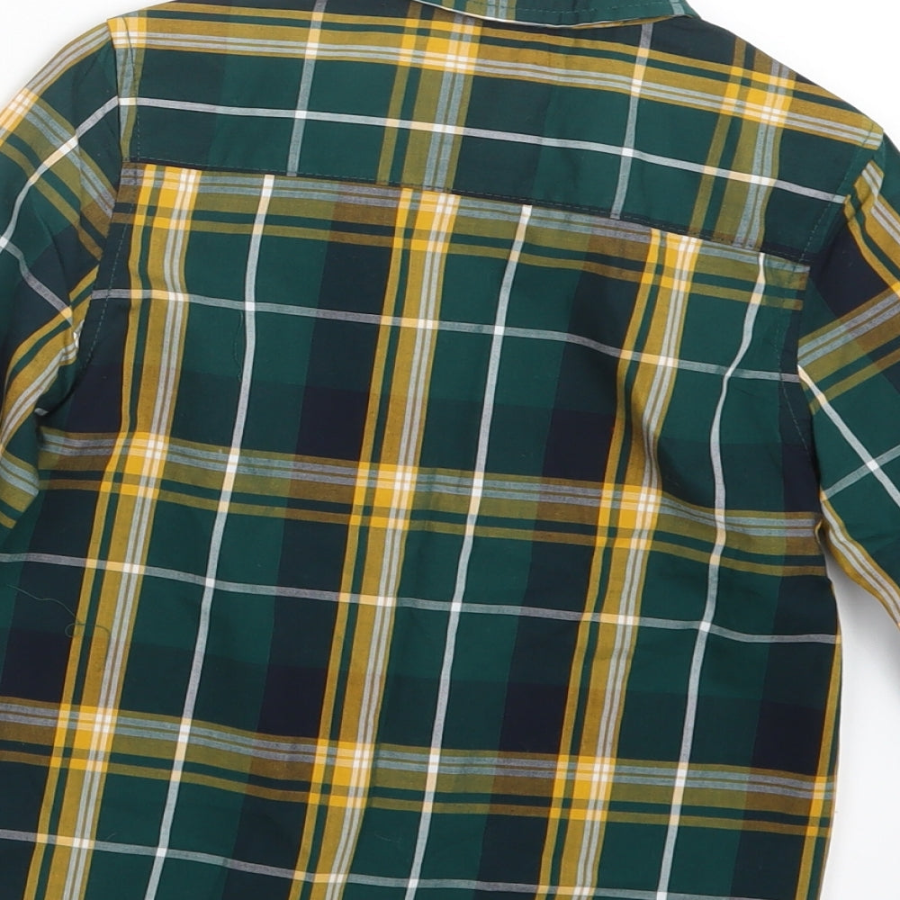 Little Kids Boys Green Check  Basic Button-Up Size 4-5 Years