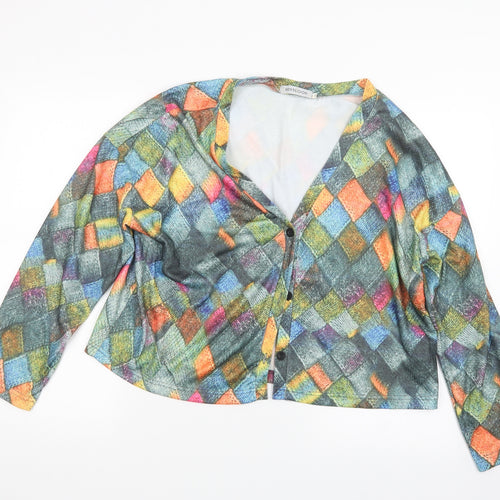 MissLook Womens Green Geometric  Cardigan Jumper Size M