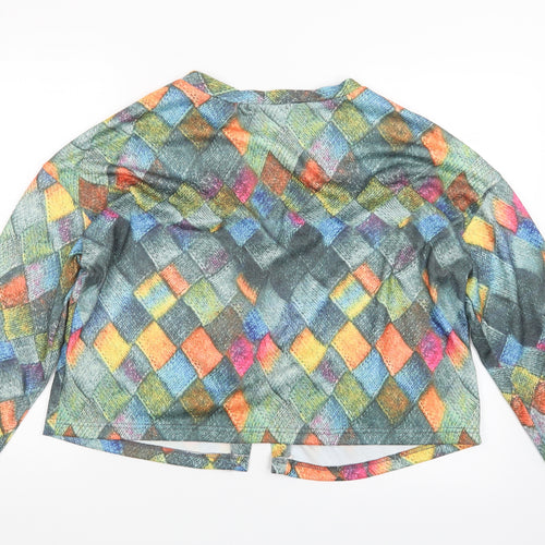 MissLook Womens Green Geometric  Cardigan Jumper Size M