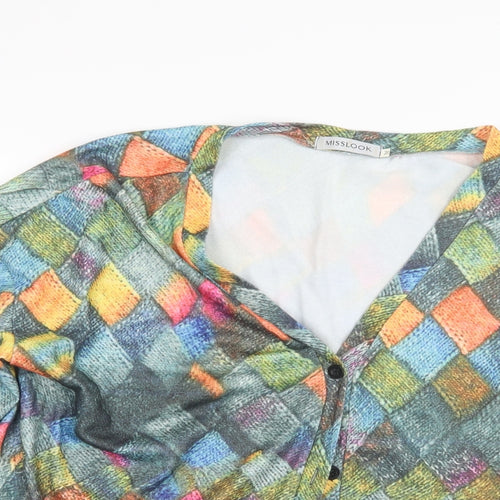 MissLook Womens Green Geometric  Cardigan Jumper Size M