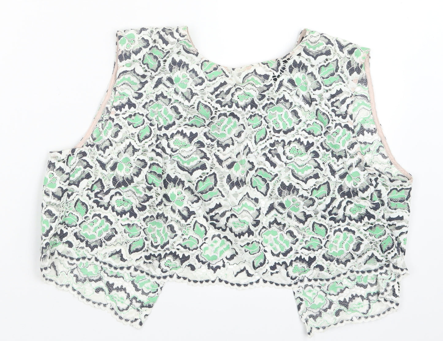 French Connection Womens Green  Lace Cropped Blouse Size 10