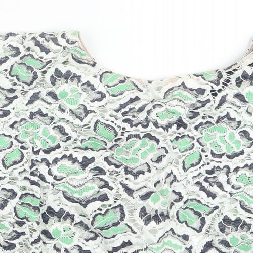 French Connection Womens Green  Lace Cropped Blouse Size 10