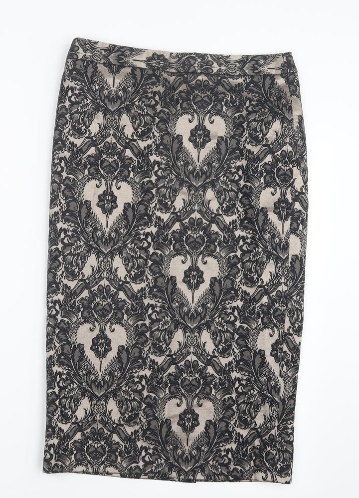 Marks and Spencer Womens Black Geometric Straight & Pencil Skirt Size 8