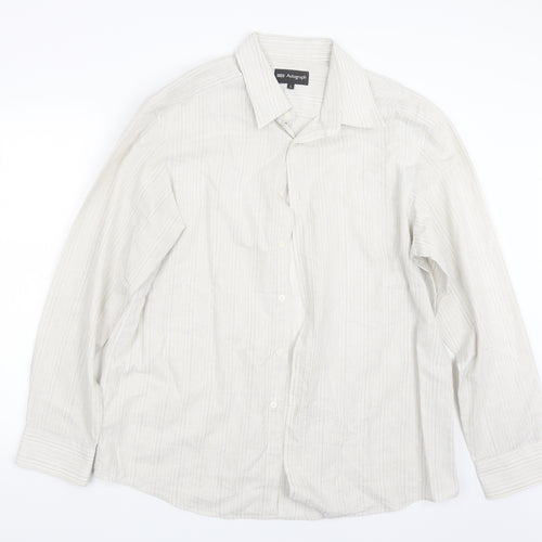 Autograph Mens Beige Striped   Button-Up Size L